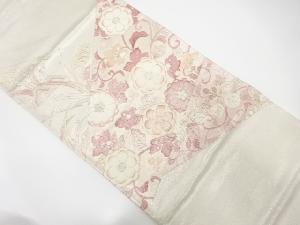 切り嵌め風草花模様刺繍袋帯
